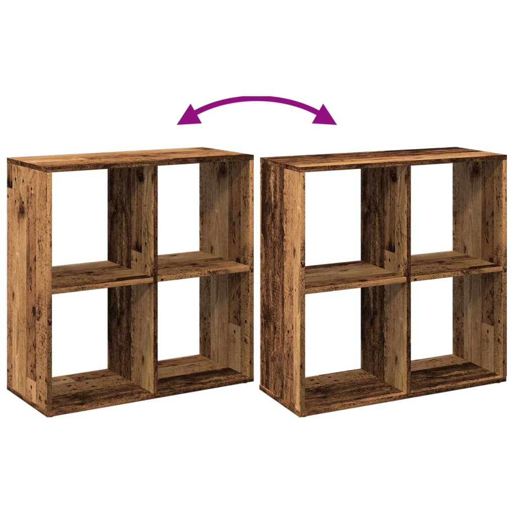 Romdeler bokhylle gammel tre 69,5x29x69,5 cm konstruert tre