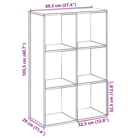 Romdeler bokhylle betonggrå 69,5x29x103,5 cm konstruert tre