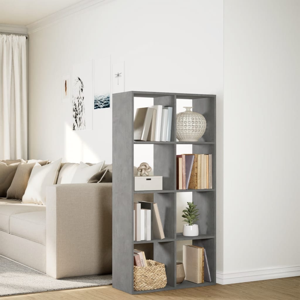 Romdeler bokhylle betonggrå 69,5x29x137,5 cm konstruert tre
