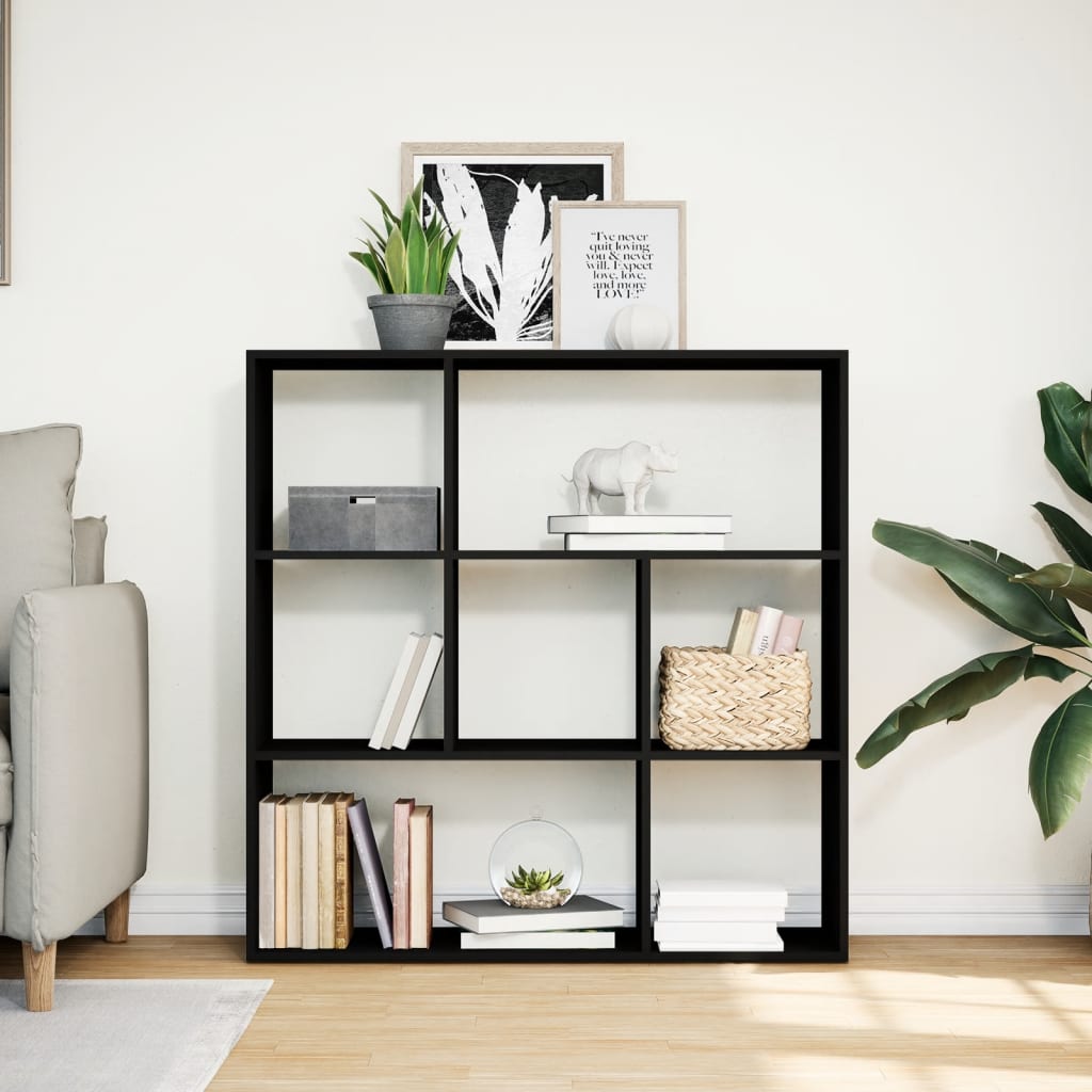 Romdeler bokhylle svart 102x29x103,5 cm konstruert tre