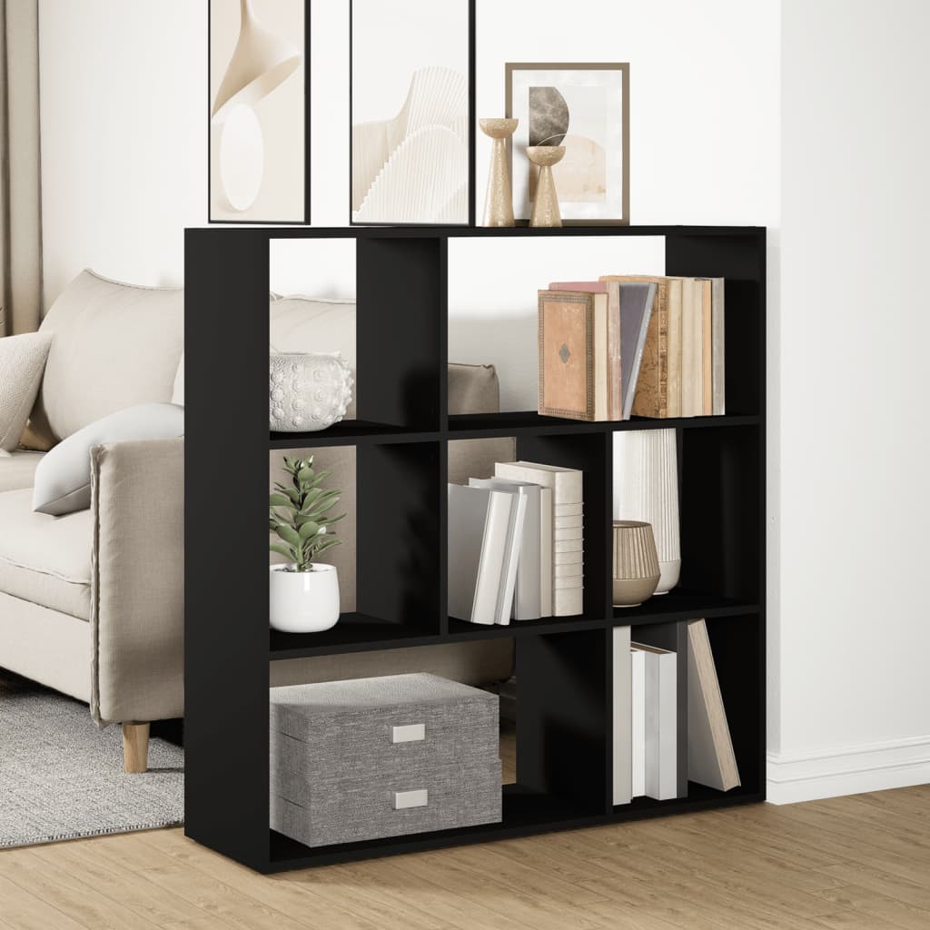 Romdeler bokhylle svart 102x29x103,5 cm konstruert tre