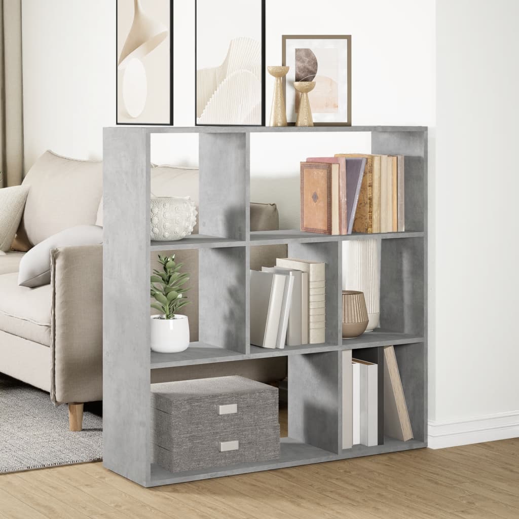 Romdeler bokhylle betonggrå 102x29x103,5 cm konstruert tre