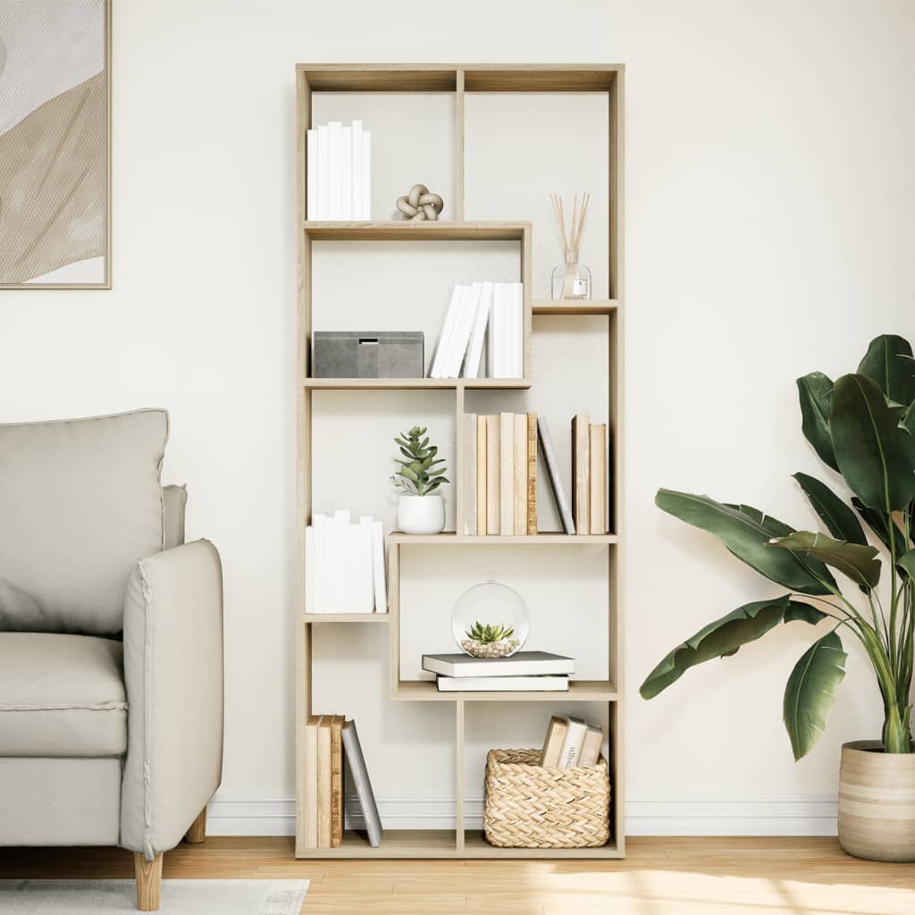 Romdeler bokhylle sonoma eik 67x25x161,5 cm konstruert tre