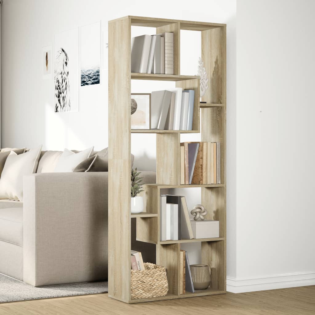 Romdeler bokhylle sonoma eik 67x25x161,5 cm konstruert tre