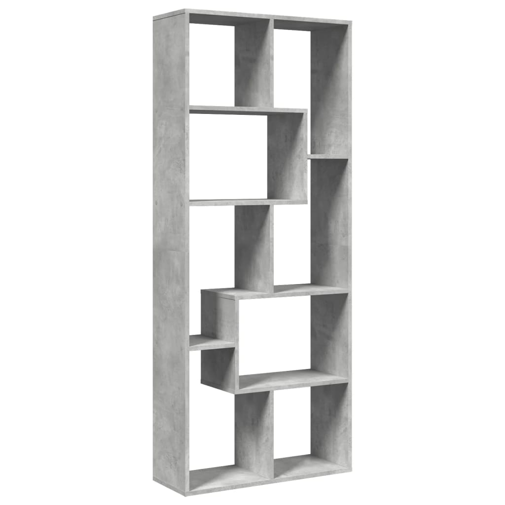 Romdeler bokhylle betonggrå 67x25x161,5 cm konstruert tre
