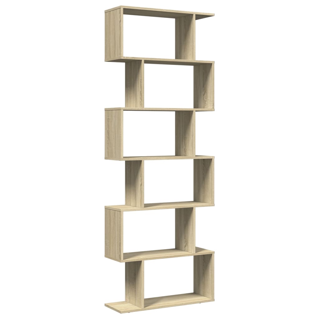 Romdeler bokhylle 6 lag sonoma eik 70x24x193 cm konstruert tre