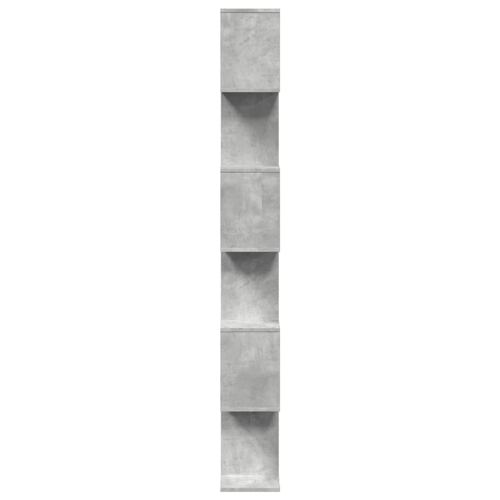 Romdeler bokhylle 6 lag betonggrå 70x24x193 cm konstruert tre