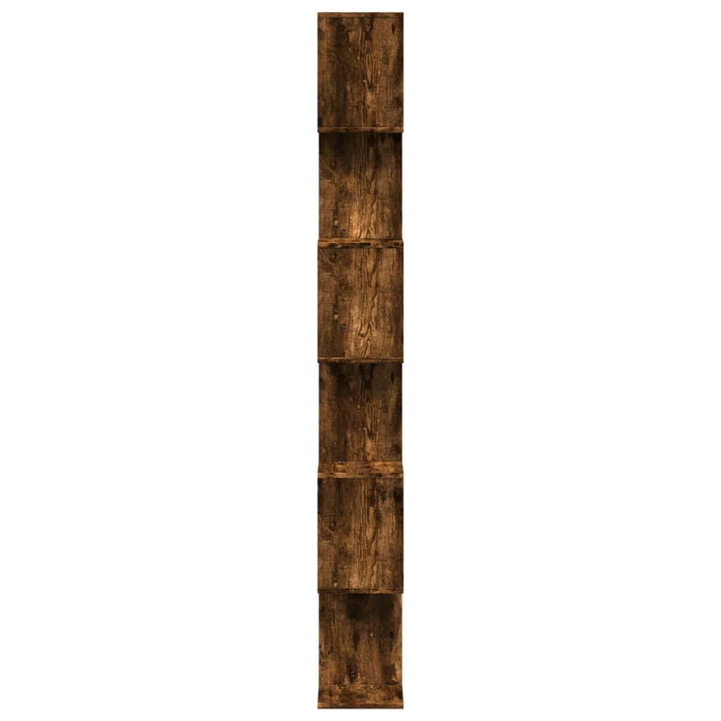 Romdeler bokhylle 6 lag røkt eik 70x24x193 cm konstruert tre