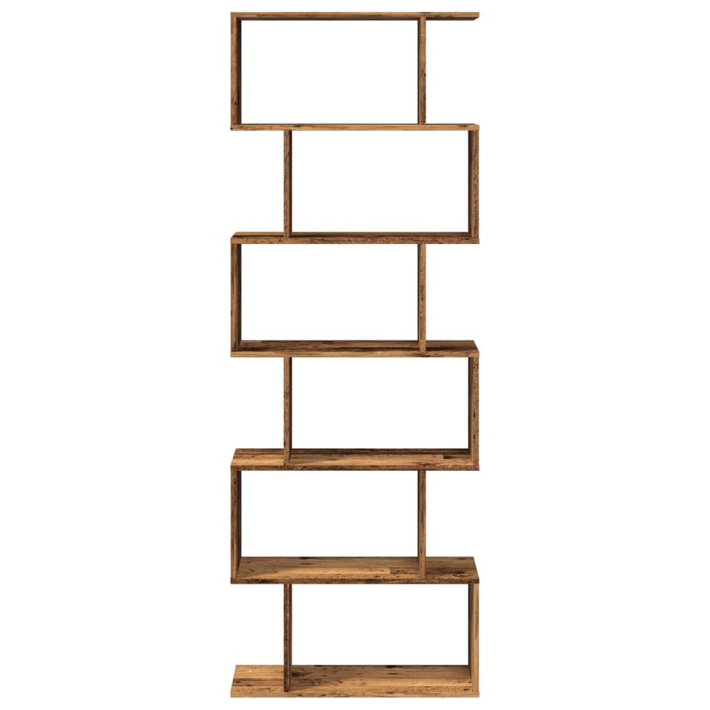 Romdeler bokhylle 6 lag gammelt tre 70x24x193 cm konstruert tre