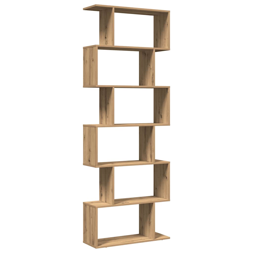 Romdeler bokhylle 6 lag artisan eik 70x24x193 cm konstruert tre