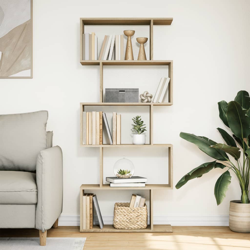 Romdeler bokhylle 5 lag sonoma eik 70x24x161 cm konstruert tre