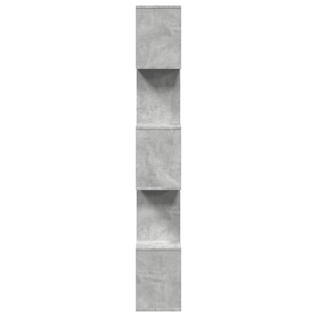 Romdeler bokhylle 5 lag betonggrå 70x24x161 cm konstruert tre