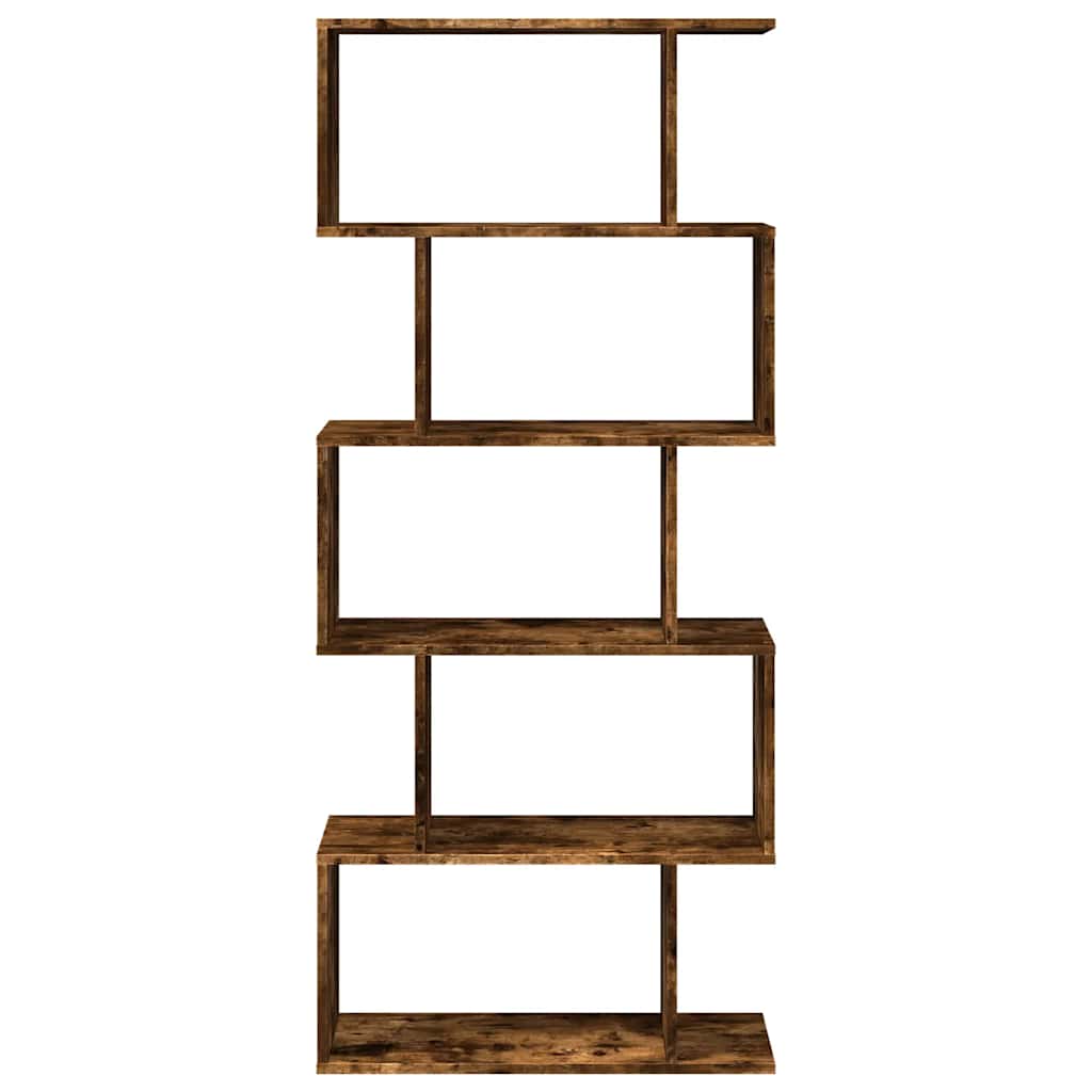 Romdeler bokhylle 5 lag røkt eik 70x24x161 cm konstruert tre