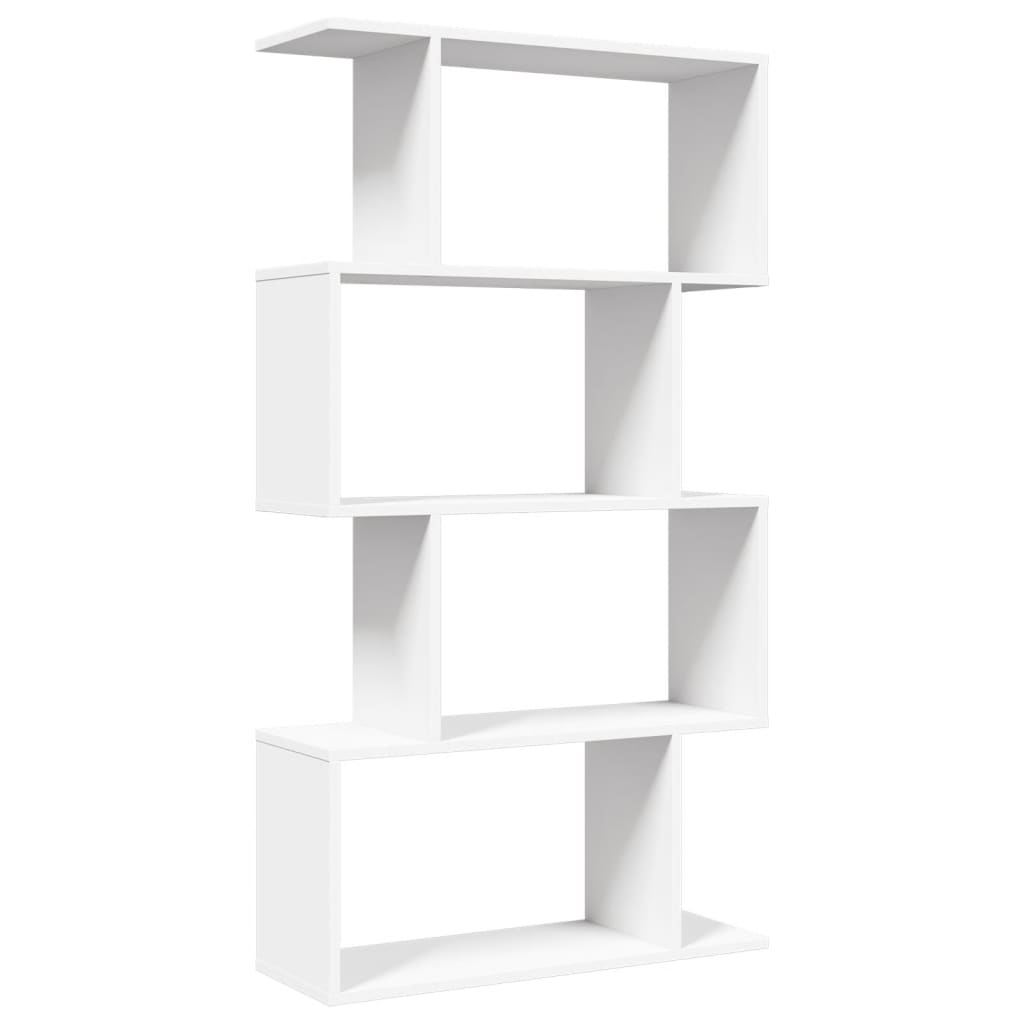 Romdeler bokhylle 4-etasjers hvit 70x24x129 cm konstruert tre
