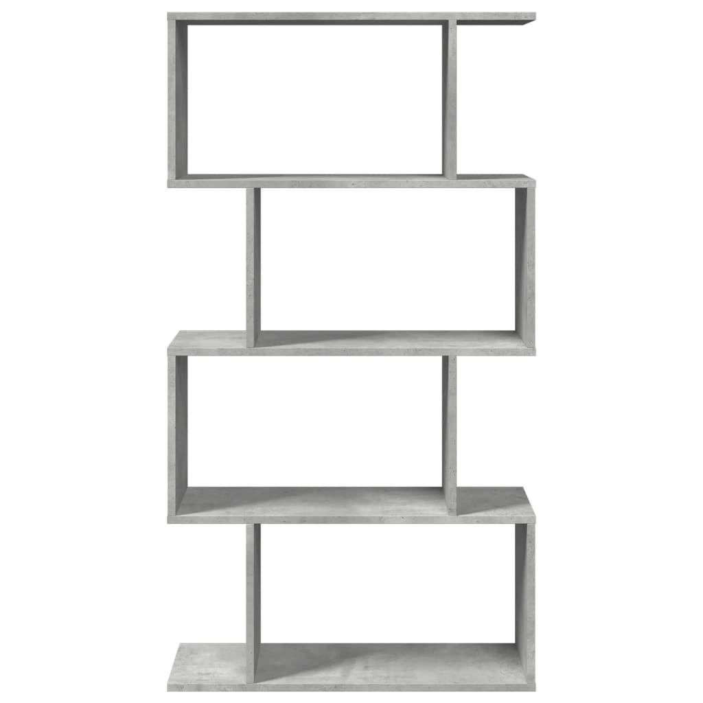 Romdeler bokhylle 4 lag betonggrå 70x24x129 cm konstruert tre