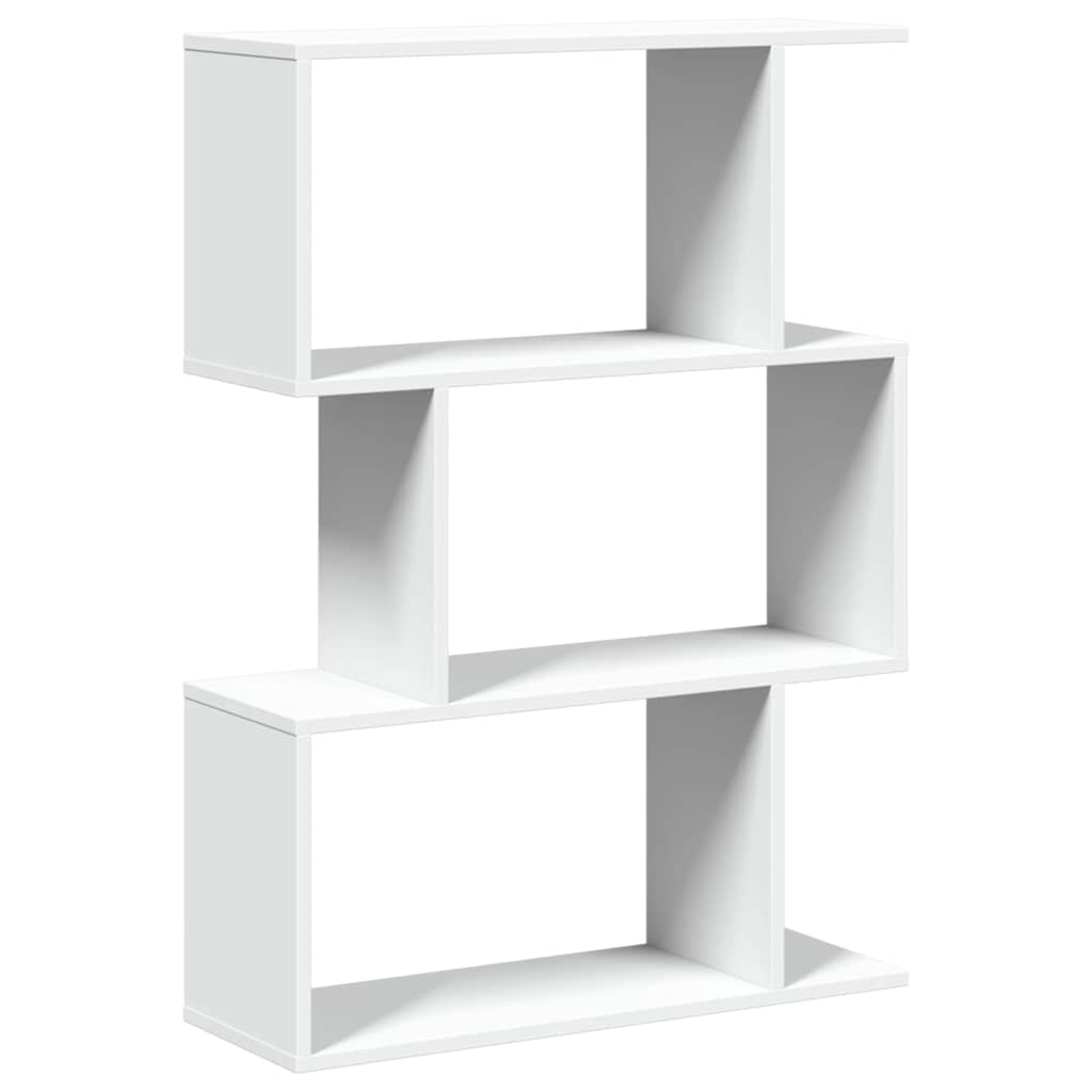 Romdeler bokhylle 3-etasjers hvit 70x24x97 cm konstruert tre