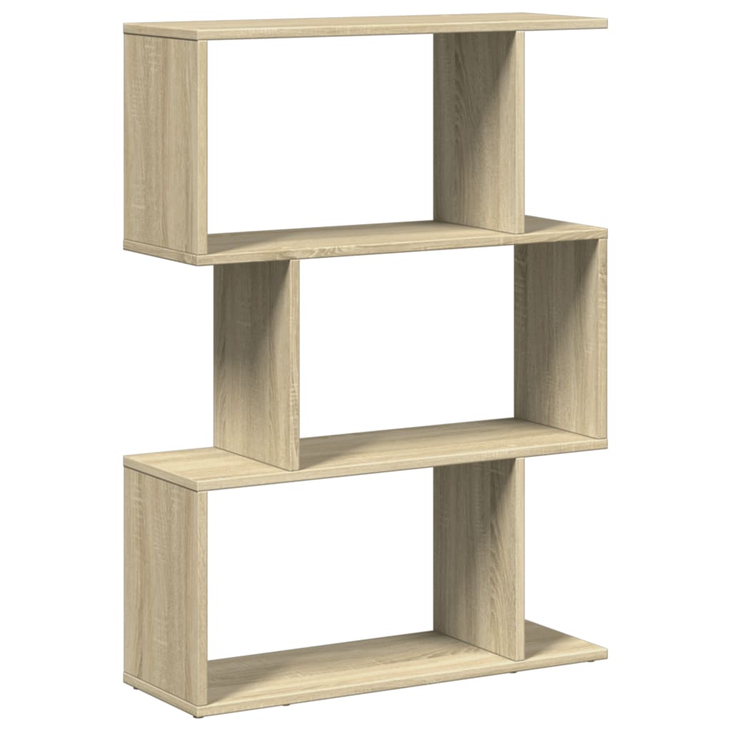 Romdeler bokhylle 3 lag sonoma eik 70x24x97 cm konstruert tre