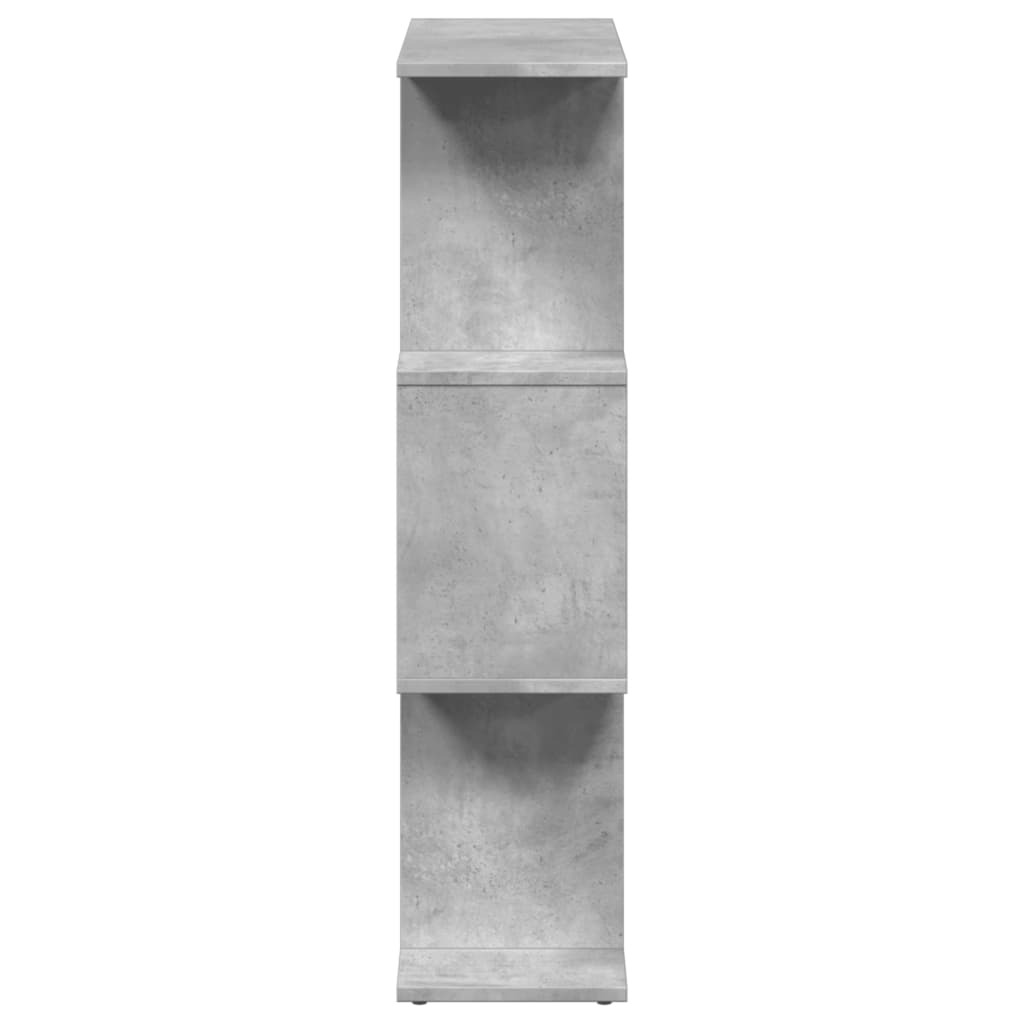 Romdeler bokhylle 3 lag betonggrå 70x24x97 cm konstruert tre