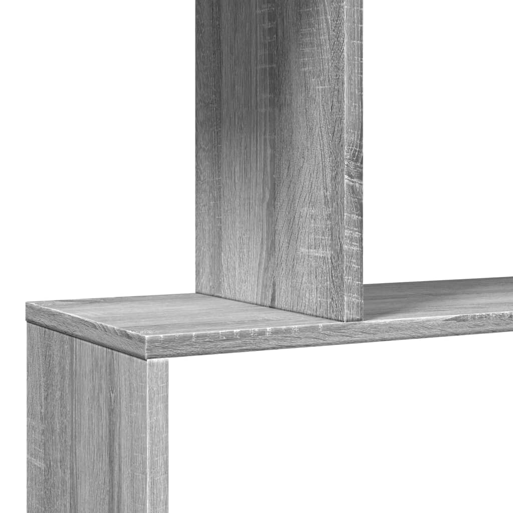 Romdeler bokhylle 3 lag grå sonoma 70x24x97 cm konstruert tre