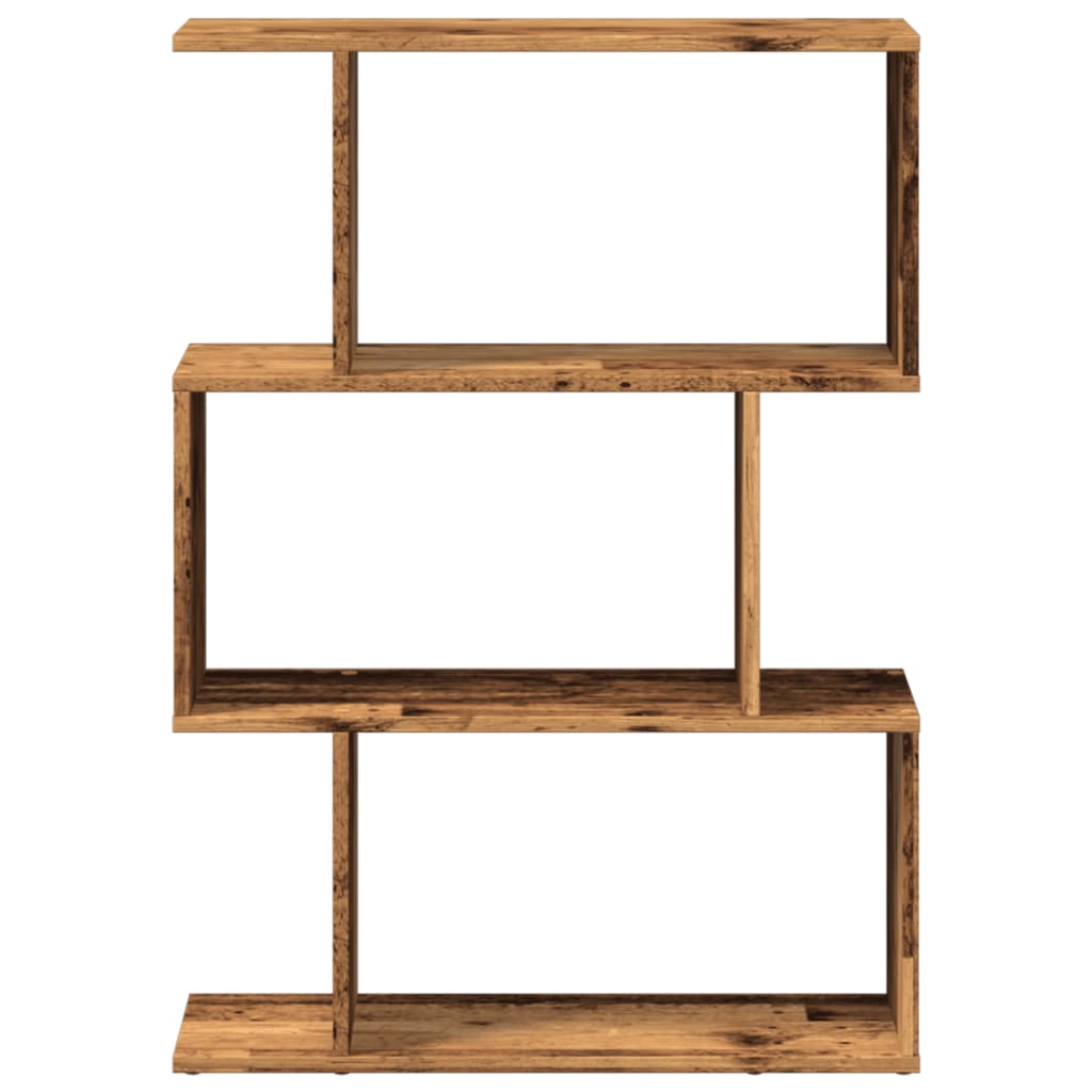 Romdeler bokhylle 3 lag gammelt tre 70x24x97 cm konstruert tre