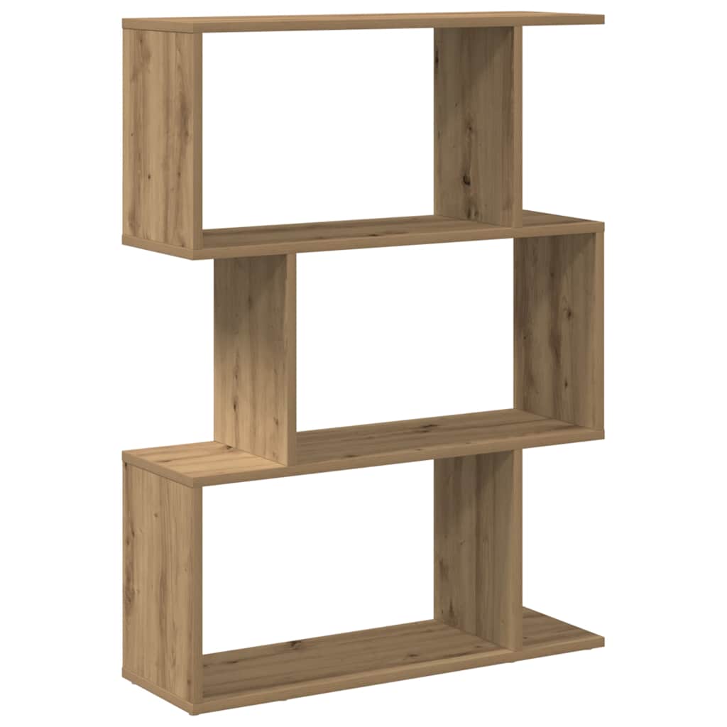 Romdeler bokhylle 3 lag artisan eik 70x24x97 cm konstruert tre