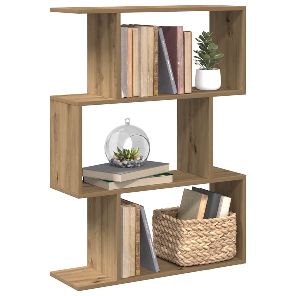 Romdeler bokhylle 3 lag artisan eik 70x24x97 cm konstruert tre