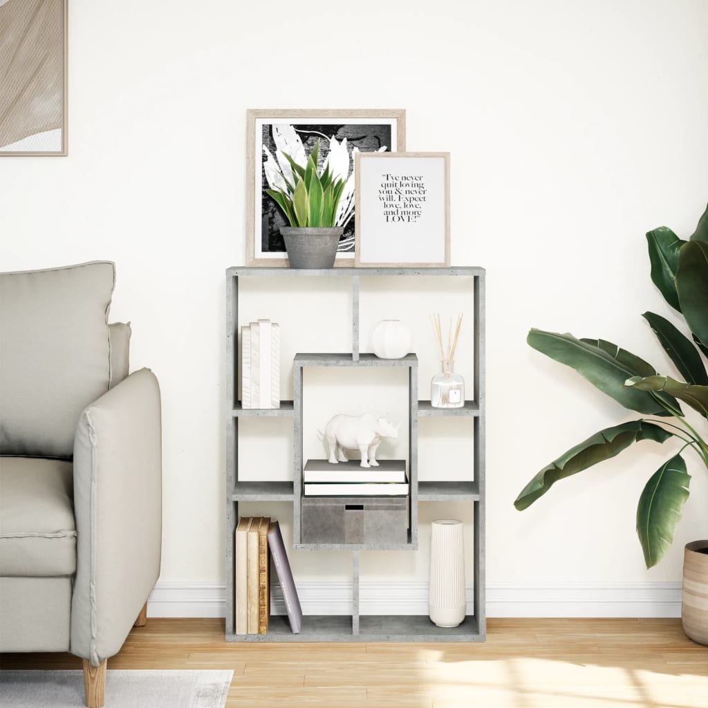 Bokhylle betonggrå 63x20x90 cm konstruert tre