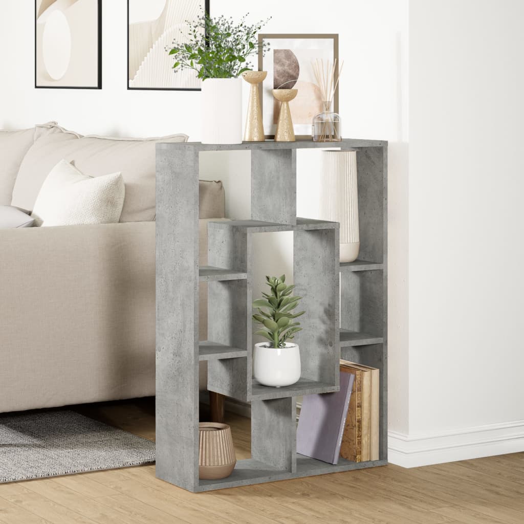 Bokhylle betonggrå 63x20x90 cm konstruert tre