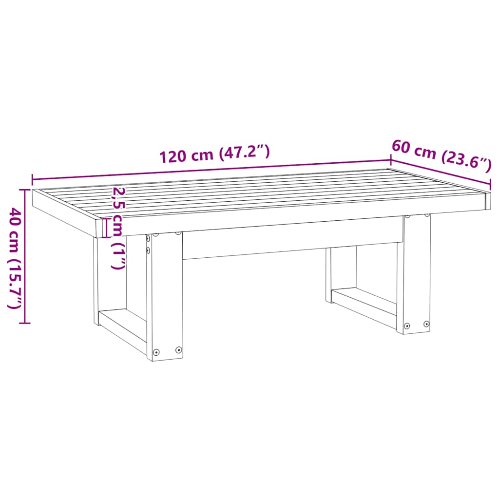 Salongbord NOAIN U-formede ben 120x60x40 cm heltre furu