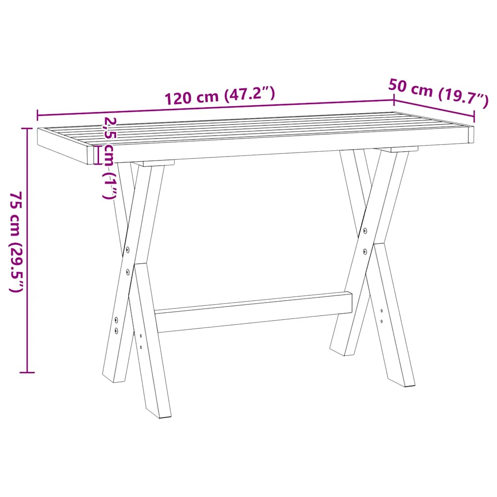 Skrivebord NOAIN X-formede ben 120x50x75 cm heltre furu
