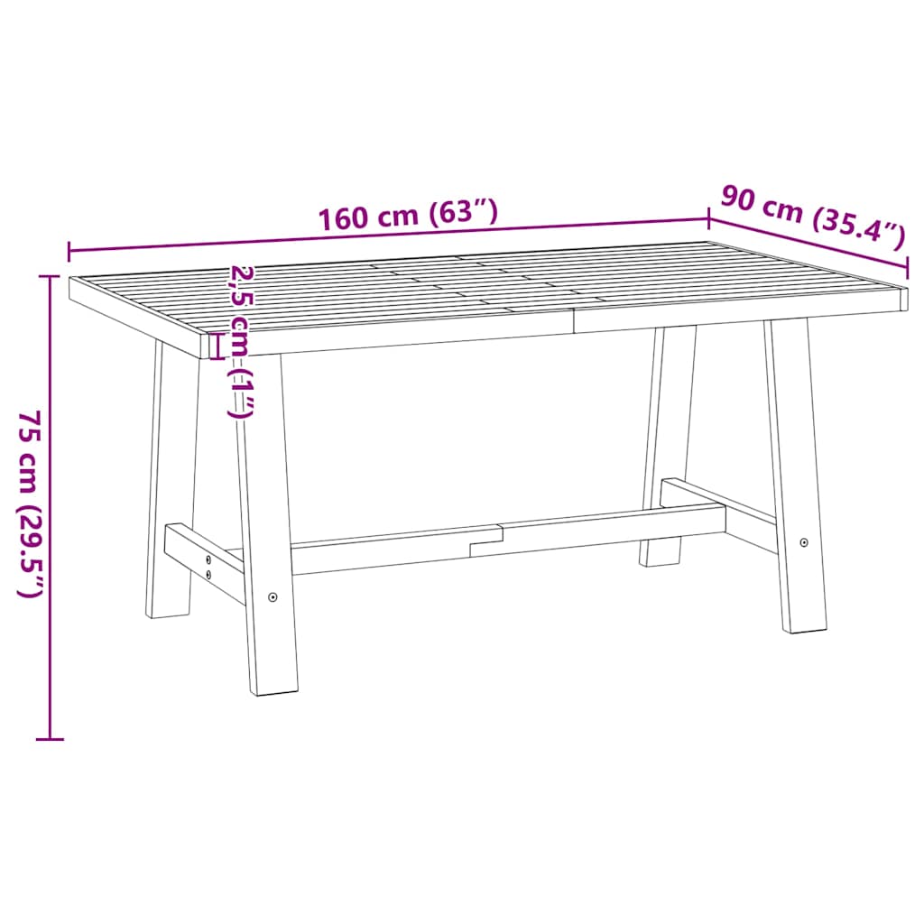 Spisebord NOAIN A-formede ben 160x90x75 cm heltre furu