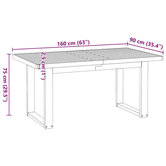 Spisebord NOAIN U-formede ben 160x90x75 cm heltre furu