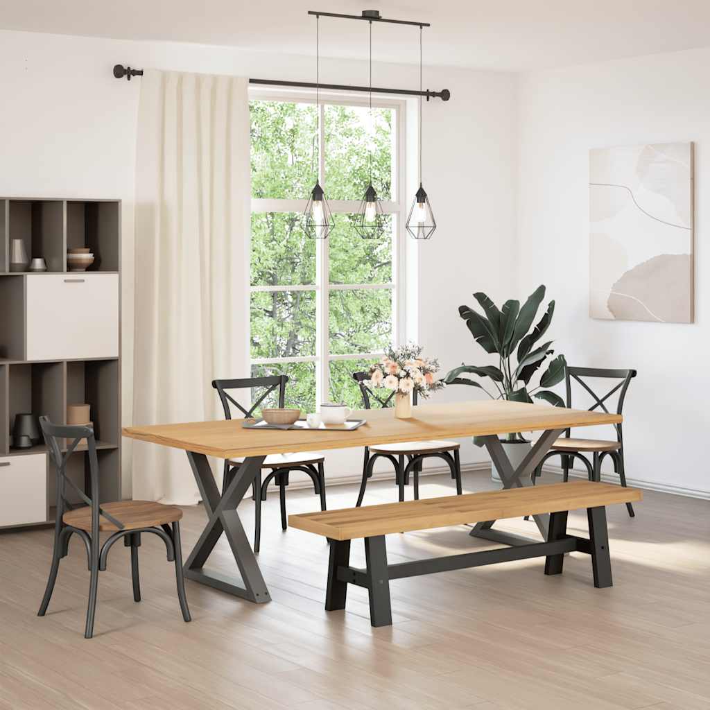 Spisebenk NOAIN A-formede ben 180x40x45 cm heltre furu