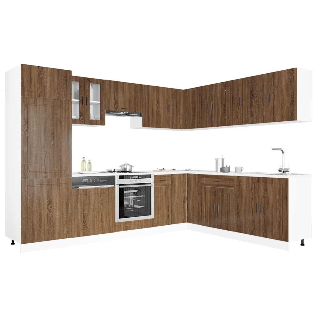 Kjøkkenskapssett 14 deler Porto brun eik konstruert tre vidaXL