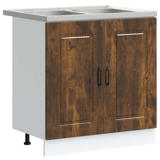 Kjøkkenskap Kalmar 2 pcs Brun 80 x 46 x 81.5 cm Konstruert tre