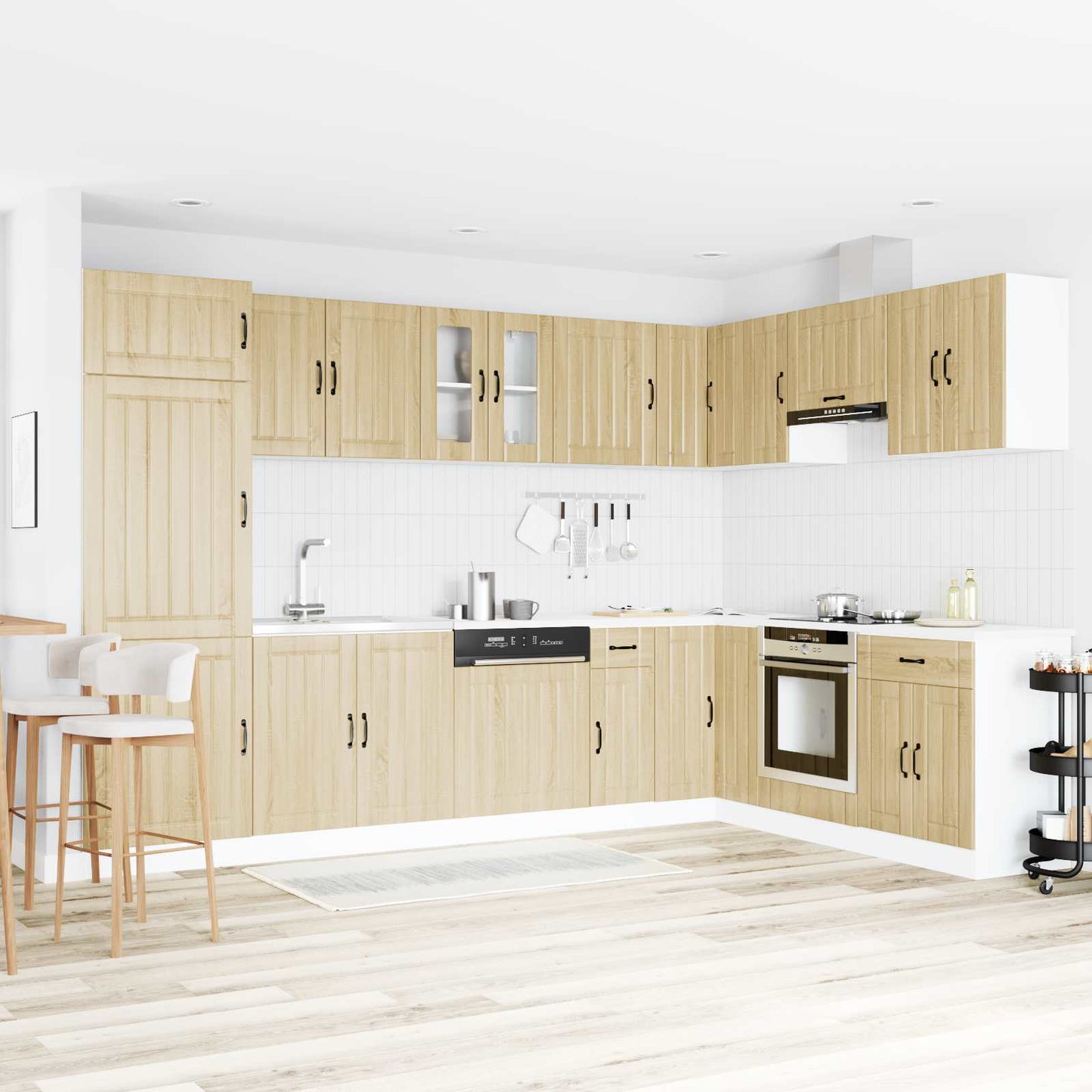 Vaskeskap med lagring Lucca 2 pcs Sonoma eik Konstruert tre