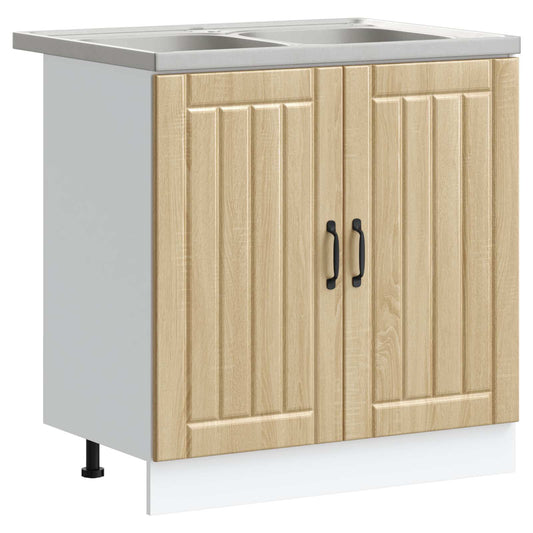 Vaskeskap med lagring Lucca 2 pcs Sonoma eik Konstruert tre