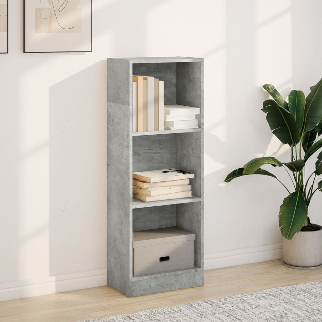 Bokhylle betonggrå 40x24x109 cm konstruert tre