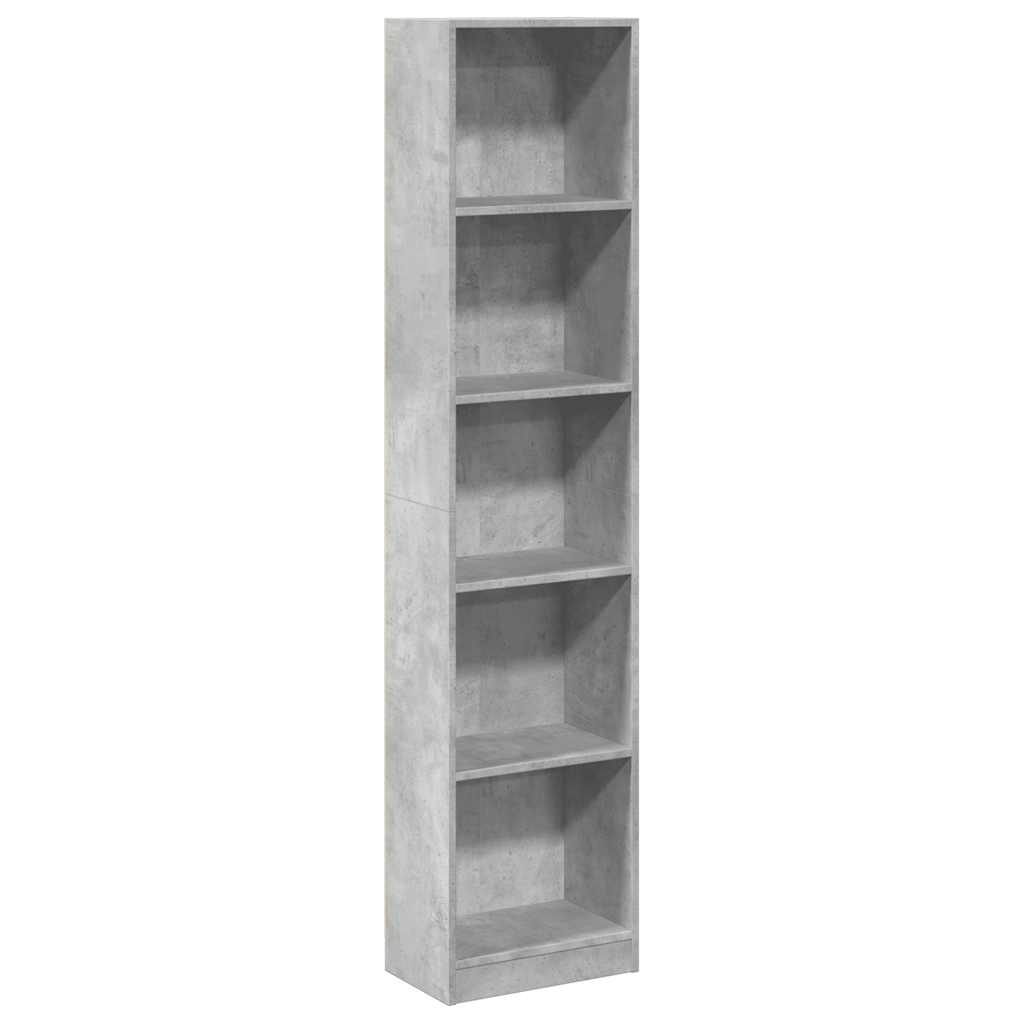 Bokhylle betonggrå 40x24x176 cm konstruert tre