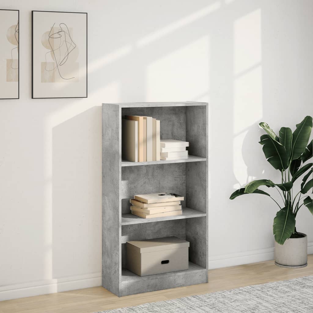 Bokhylle betonggrå 60x24x109 cm konstruert tre