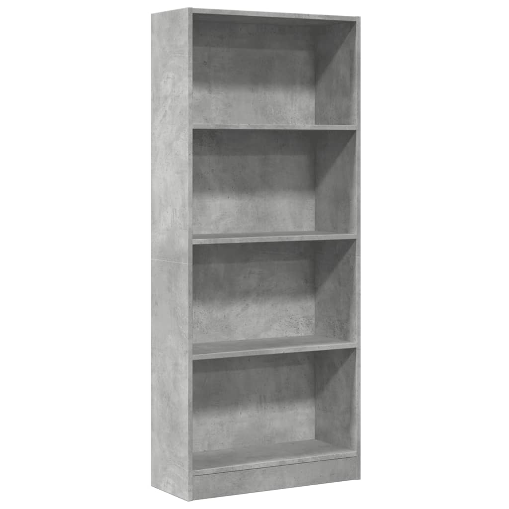 Bokhylle betonggrå 60x24x143 cm konstruert tre