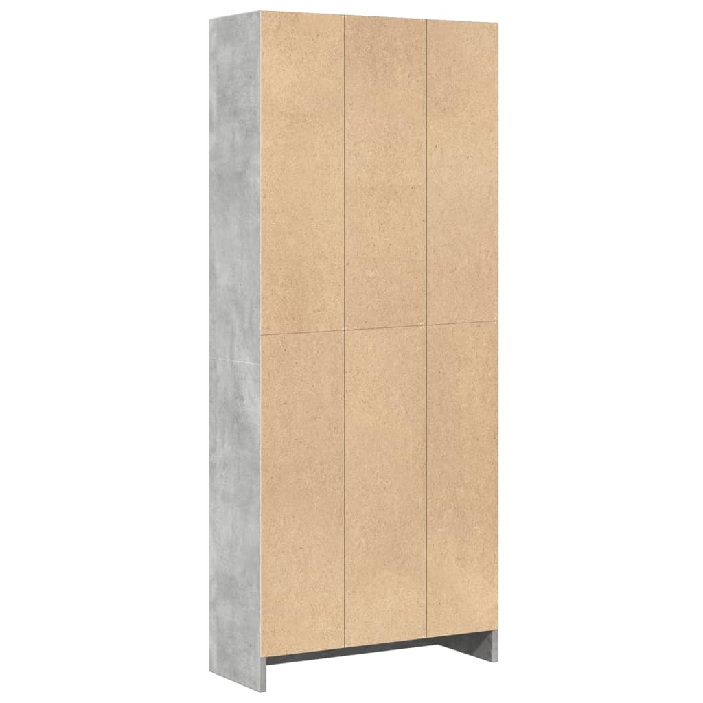 Bokhylle betonggrå 60x24x143 cm konstruert tre