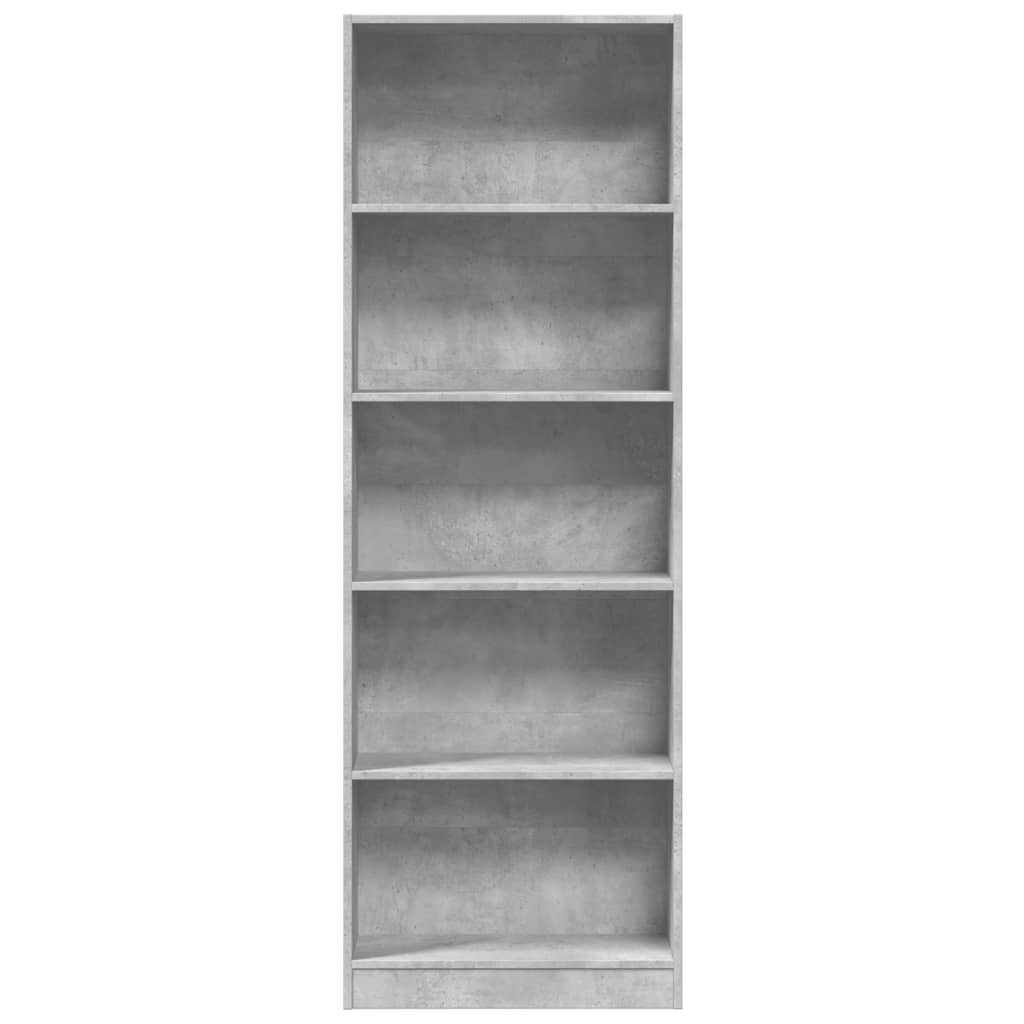 Bokhylle betonggrå 60x24x176 cm konstruert tre