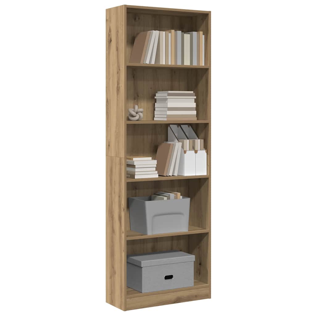 Bokhylle kunstig eik 60x24x176 cm konstruert tre