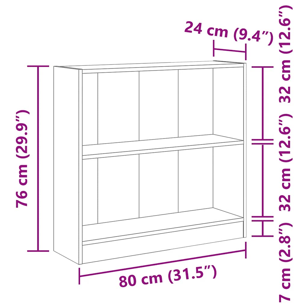 Bokhylle gammelt tre 80x24x76 cm konstruert tre