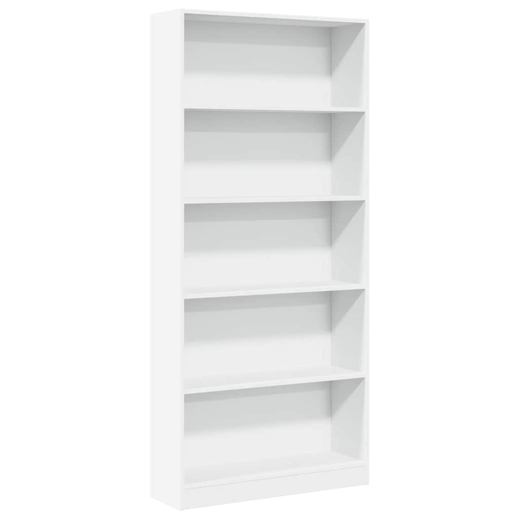 Bokhylle hvit 80x24x176 cm konstruert tre