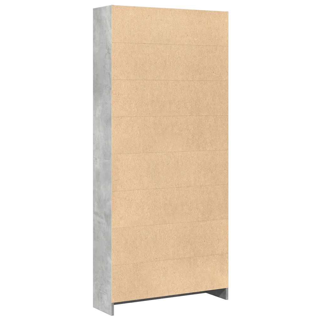 Bokhylle betonggrå 80x24x176 cm konstruert tre