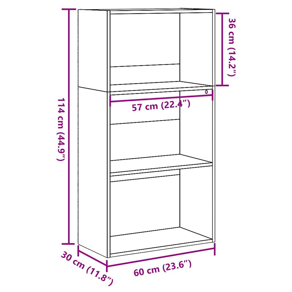 Bokhylle sonoma eik 60x30x114 cm konstruert tre