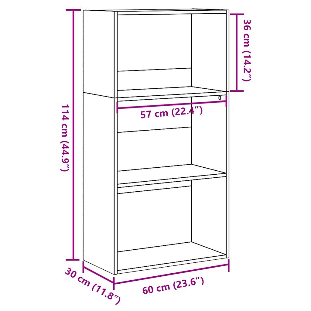 Bokhylle artisan eik 60x30x114 cm konstruert tre