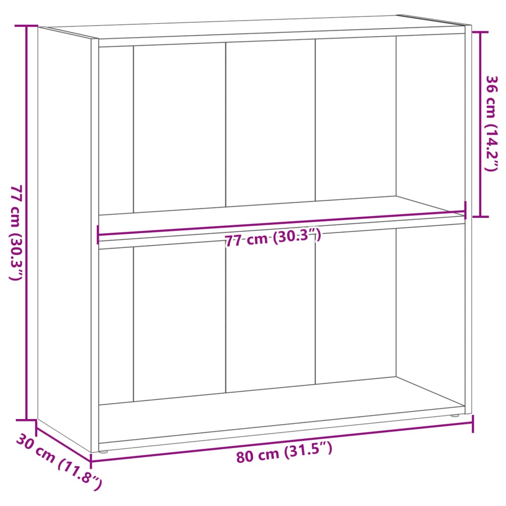 Bokhylle gammelt tre 80x30x77 cm konstruert tre